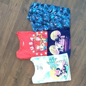 Lot of 4 Women's Disney items size XL; tee shirts, leggings